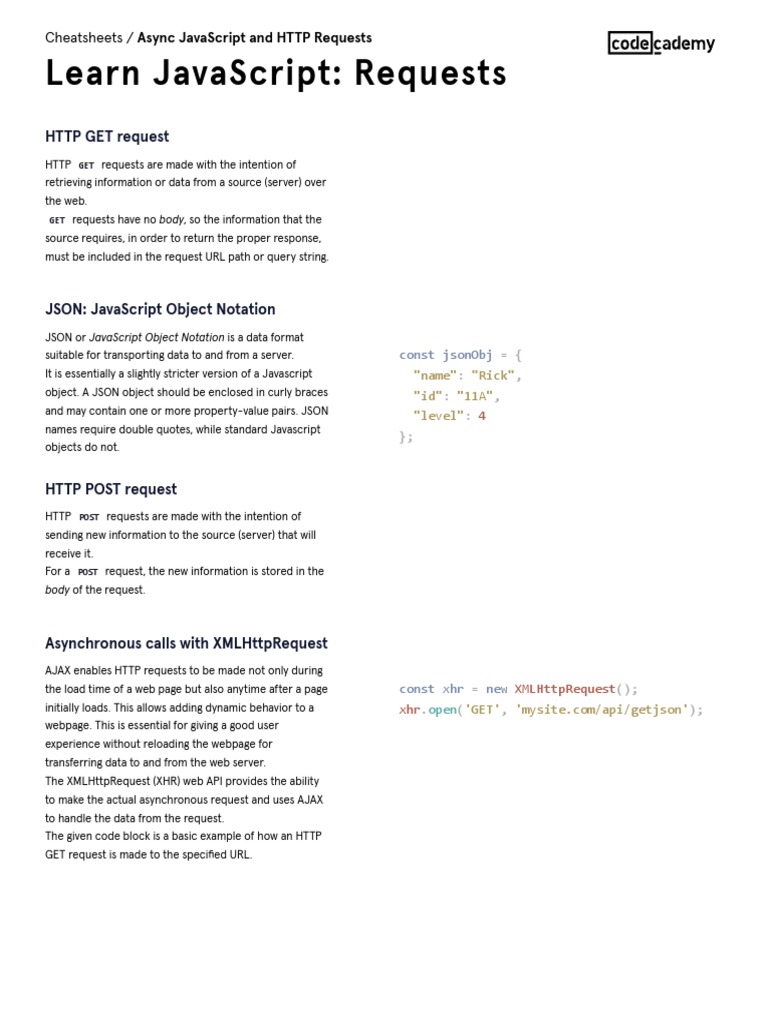 Async JavaScript and HTTP Requests Learn JavaScript Requests