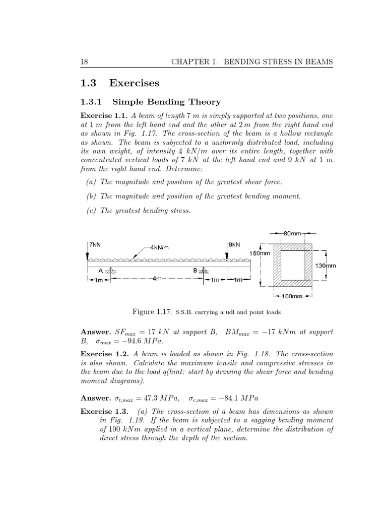 TUT 1 Bending Stress | PDF | Bending | Beam (Structure)