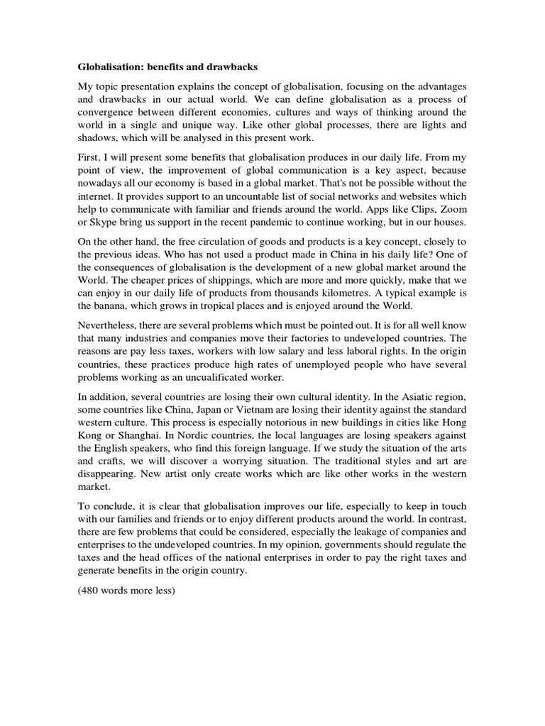 Globalisation: Benefits and Drawbacks | PDF | Globalization | Economies