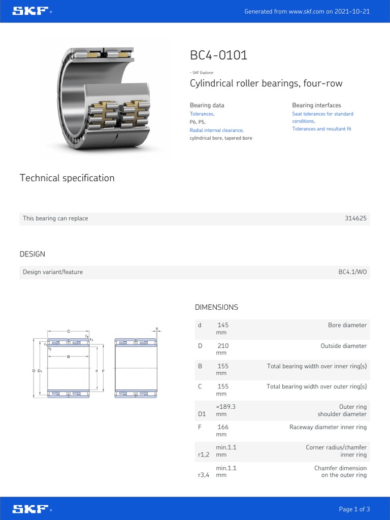 Cylindrical Roller Bearings, FourRow Design PDF License Bearing