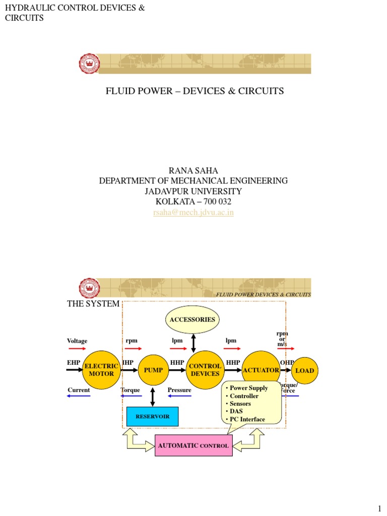 1 Fluid Power Devices Circuits PDF Pump Valve