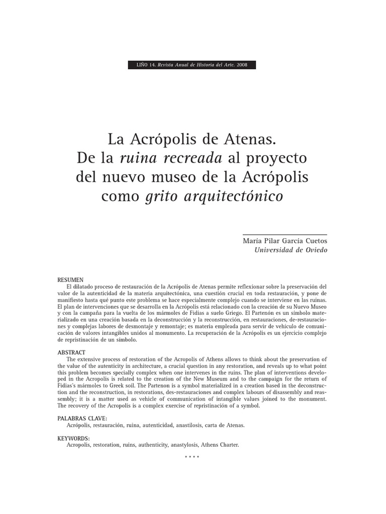 Restauración de la Acrópolis de Atenas | PDF