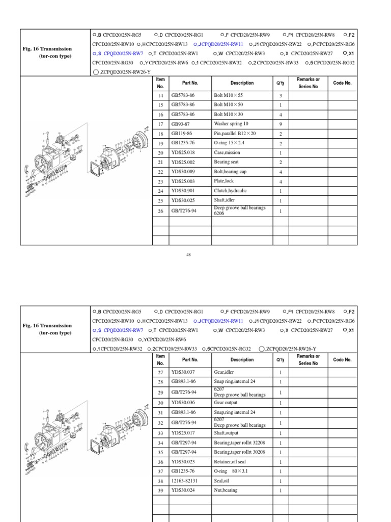 Fig. 16 Transmission (TorCon Type) , JCPQD20/25NRW11, S CPQD20/25N