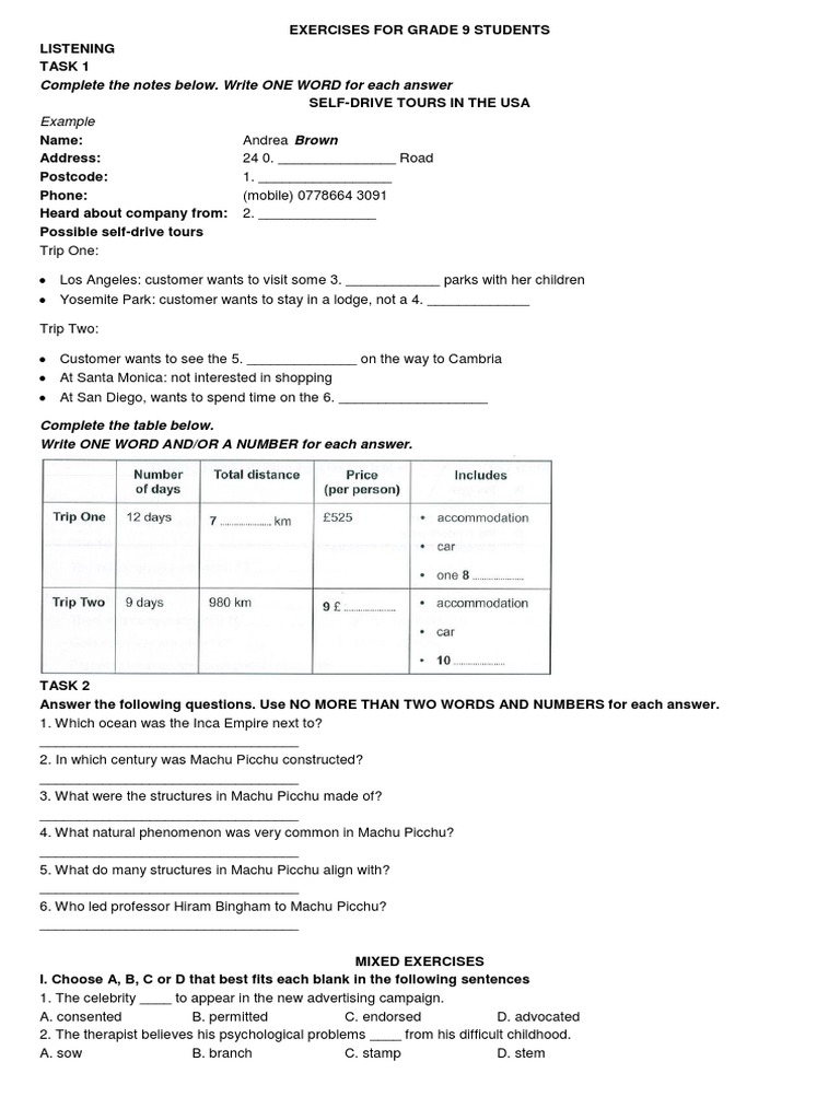 Exercises For Grade 9 Students | PDF | Optimism | Surgery