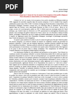 Bourdieu L Amour De L Art Pdf Esthetique Realite