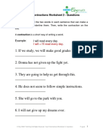 Year 3 Contractions Worksheet 2 Questions