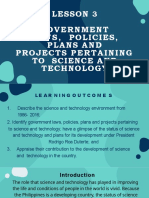 Lesson 2 Government Laws, Policies, Plans and Projects Pertaining To Science and Technology