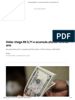 Dólar Chega R$ 5,71 e Acumula Alta de 10% No Ano - Economia - G1