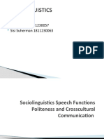 Sociolinguistics Speech Functions Politeness Crosscultural Communication