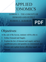 Applied Economics: Lesson 3 - The Concept of Demand and Supply Jezreel L. Albaran, Mba