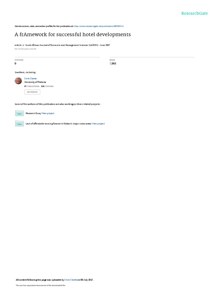 Hotel Development Success Framework | PDF | Market Segmentation | Marketing