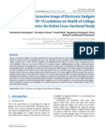 Effects of Excessive Usage of Electronic Gadgets During COVID-19 Lockdown On Health of College Students: An Online Cross-Sectional Study