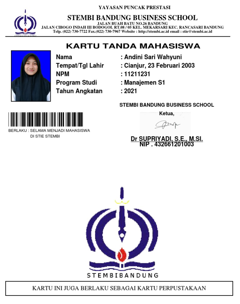 Kartu tanda mahasiswa pdf