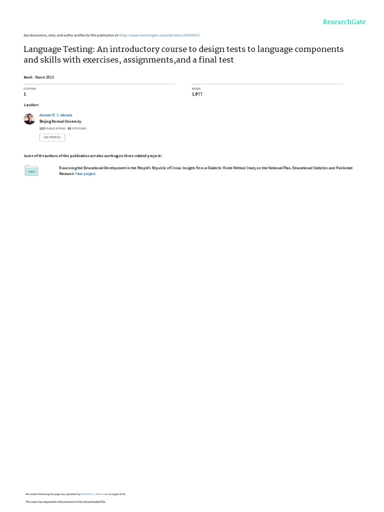 Language Testing | PDF | Test (Assessment) | English As A Second Or ...