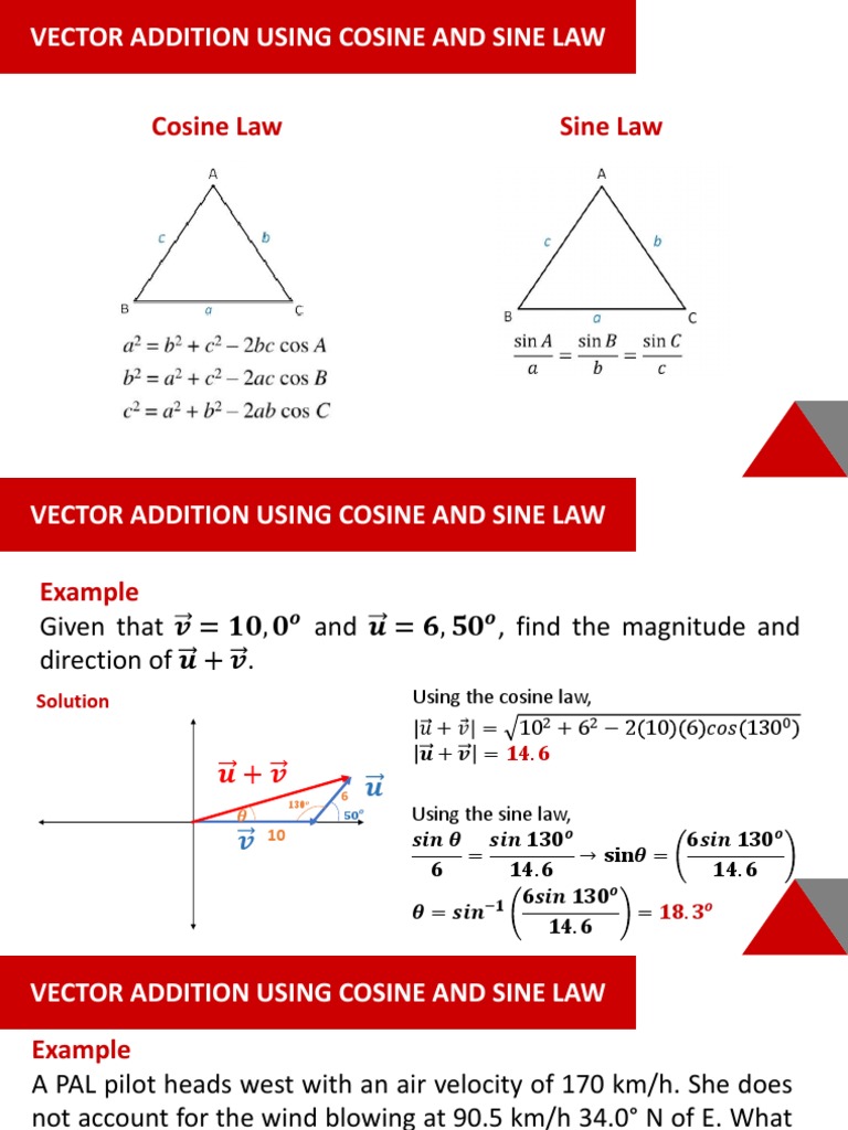 Vector addition sine and cosine law pdf