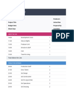 Budget Topsheet: Production Co. Producers Project Title Union/Non Budget Date Prepared by Shoot Days Locations