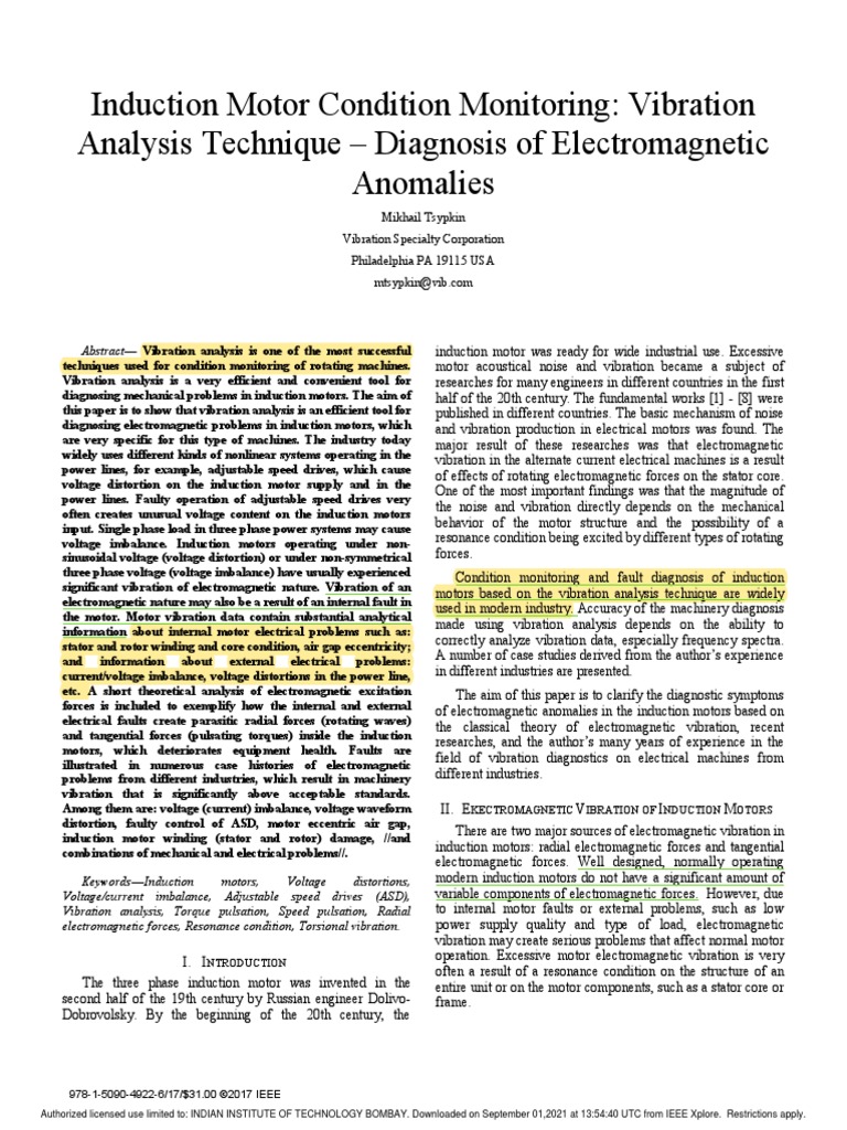 Induction Motor Vibration Analysis PDF Electric Motor Resonance