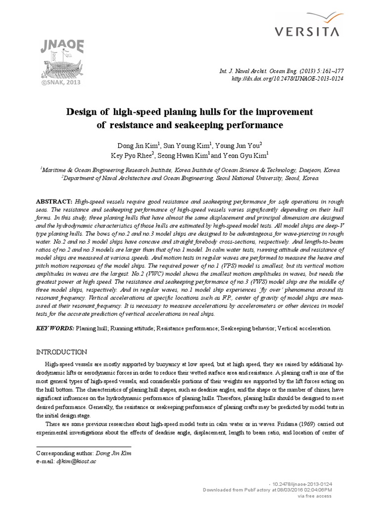 Design of High Speed Planing Hulls For T | PDF | Hull (Watercraft) | Ships