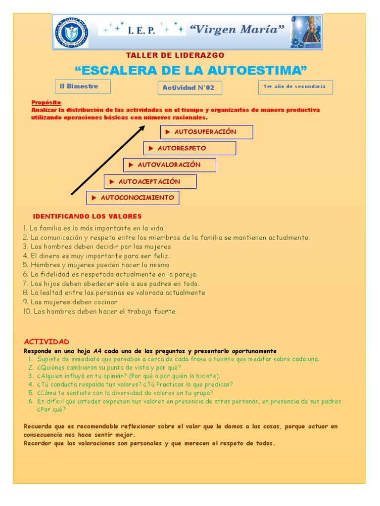 Escalera de la Autoestima en Secundaria | PDF