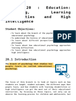 Module 20: Education: Schooling, Learning Difficulties and High Intelligence