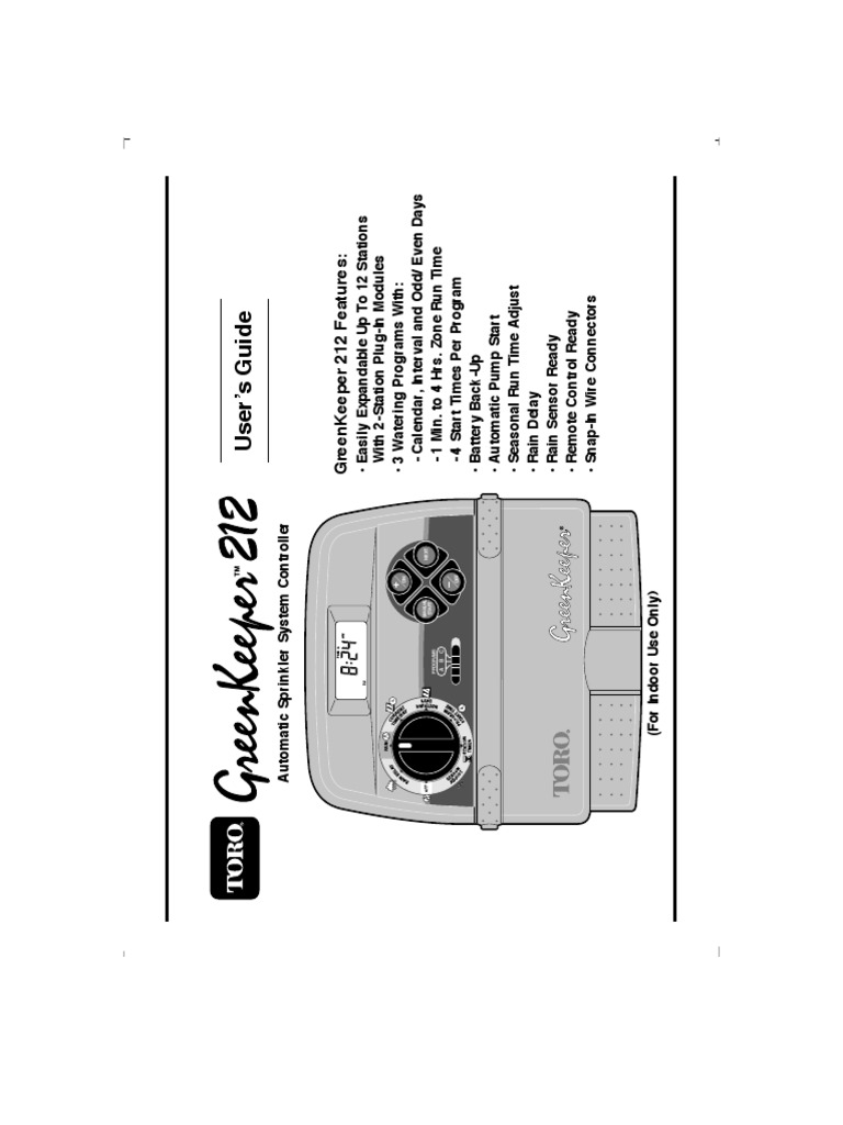 Toro Greenkeeper 212 PDF Irrigation Electrical Engineering