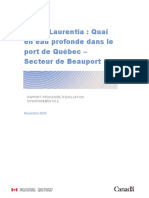 Projet Laurentia: Quai en Eau Profonde Dans Le Port de Québec - Secteur de Beauport