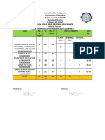 Table of Specification in Science-10 Quarter 1