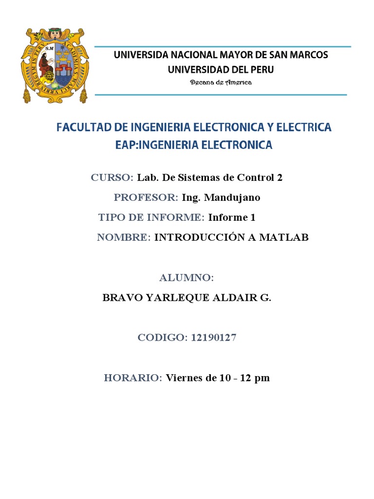 Introducción a MATLAB en Control 2 | PDF | Álgebra | Matemáticas De La ...