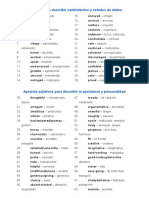 Adjetivos para Describir Sentimientos y Estados de Ánimo