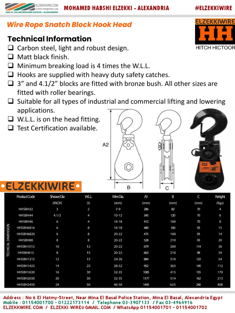 Hitch Hictoor Wire Rope Snatch Block Hook Head - ELZEKKIWIRE | PDF