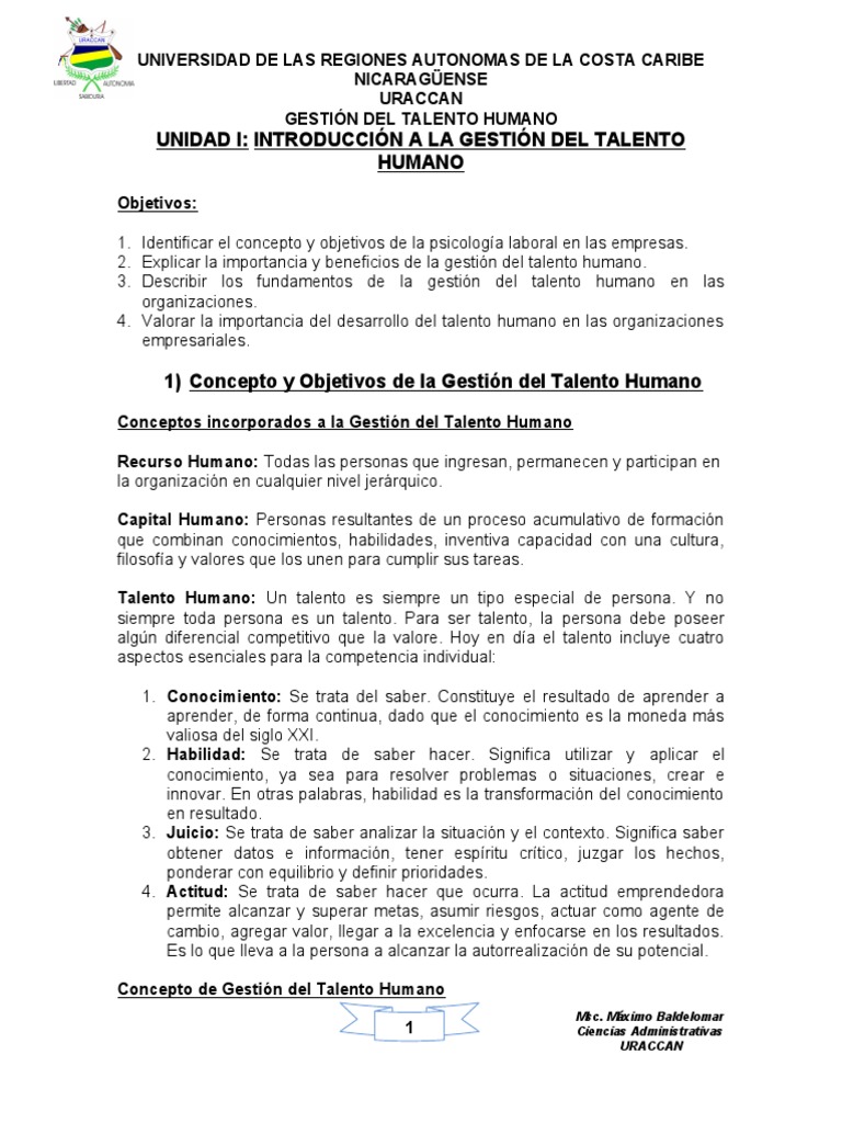 Introducción a la Gestión del Talento Humano | PDF | Gestión de ...