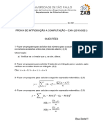 Prova de Introdução A Computação - EAN - 20102021