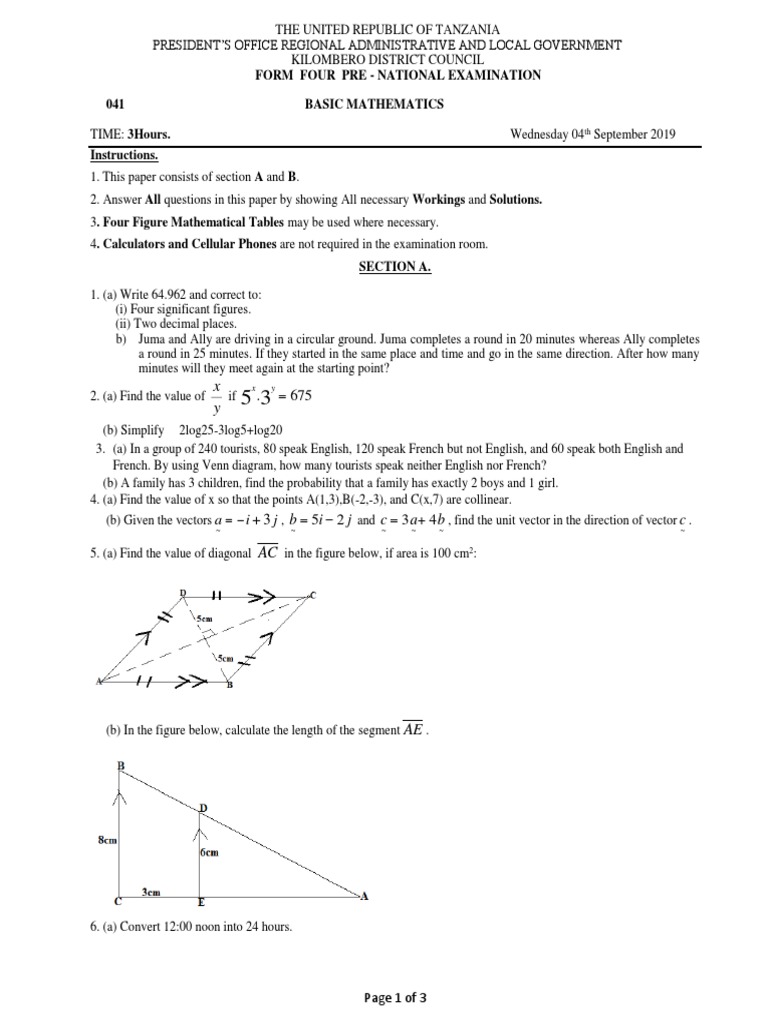 B. Math District Pree National (Final) | PDF | Mean | Matrix (Mathematics)