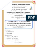 Contribution à l'Évaluation de La Qualité Physico Chimique de l'Oued El Madhar Et Lgourzi Region