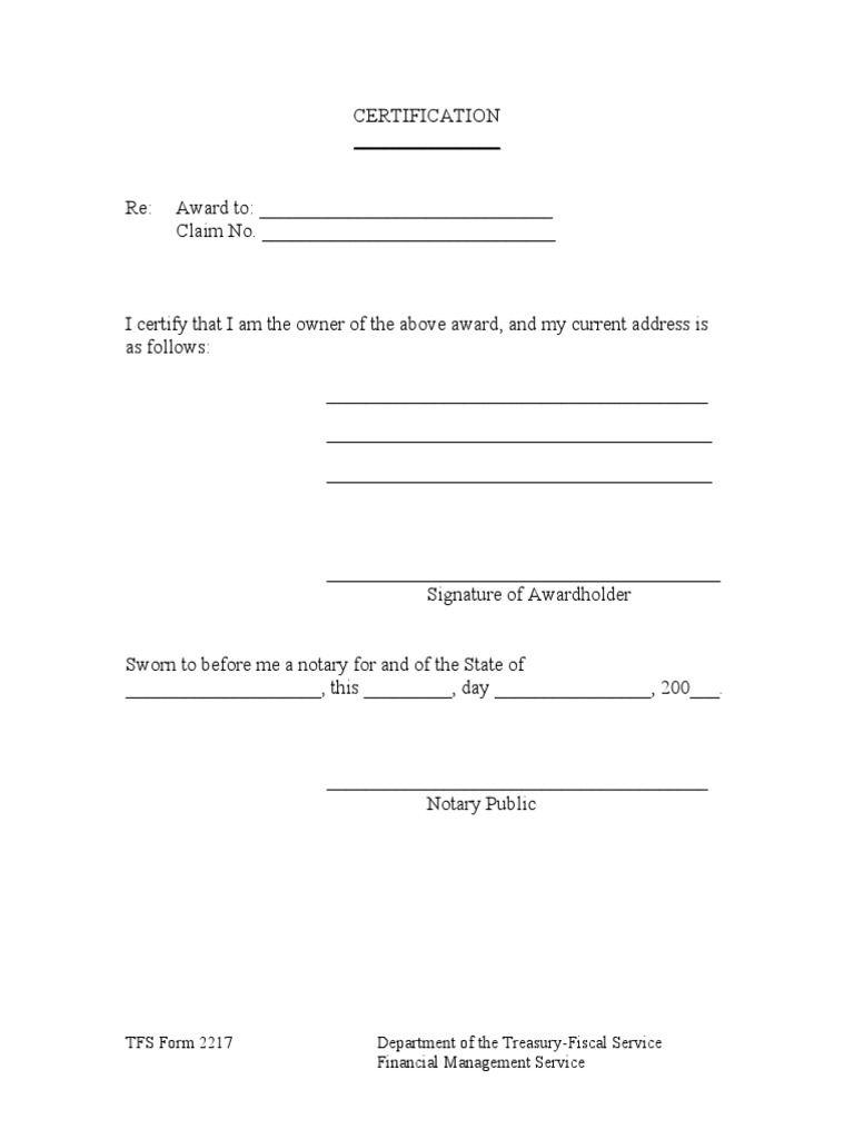 Certification Form | PDF | Finance & Money Management