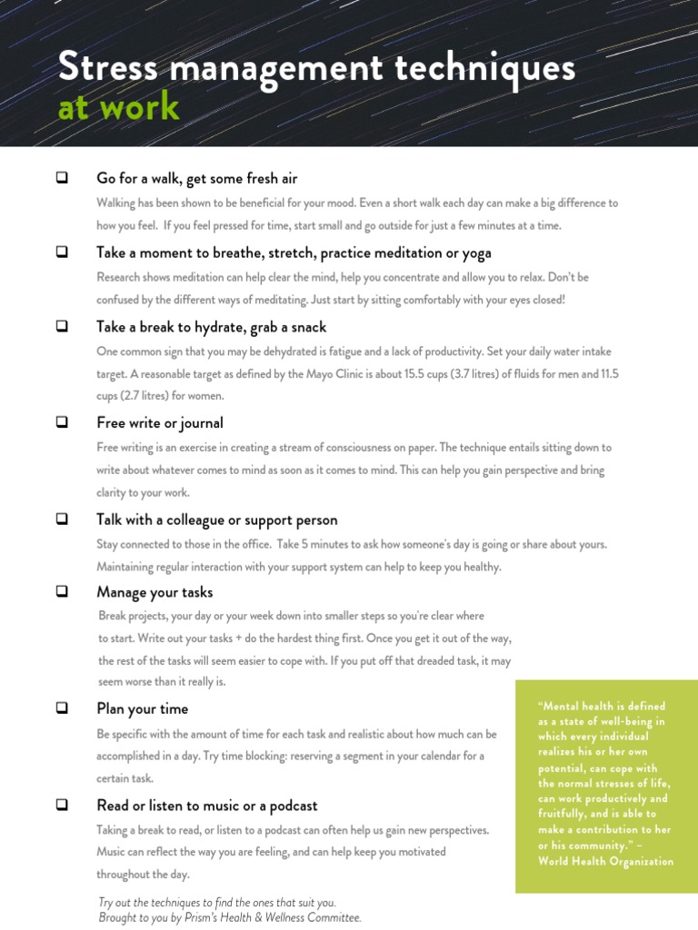 Stress Management Techniques Pdf Examples