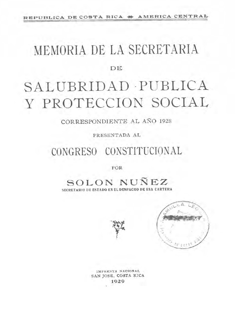 Memoria Ministerio de Salud de Costa Rica 1928, PDF, Ciencias de la Salud