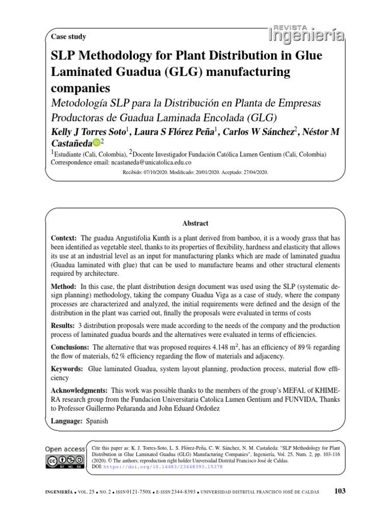 SLP Methodology For Plant Distribution in Glue Laminated Guadua (GLG ...