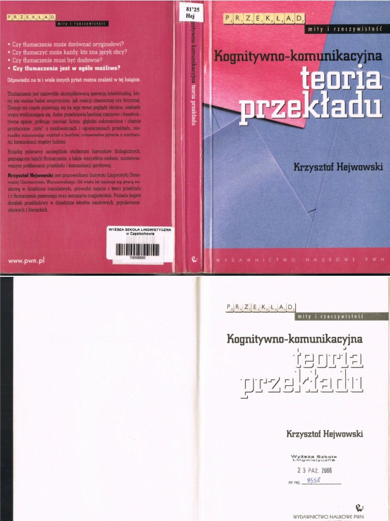 Krzysztof Hejwowski Kognitywno Komunikacyjna Teoria Przekładu Pdf