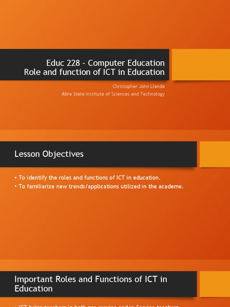 ICT's Role in Modern Education | PDF | Educational Technology | Teachers