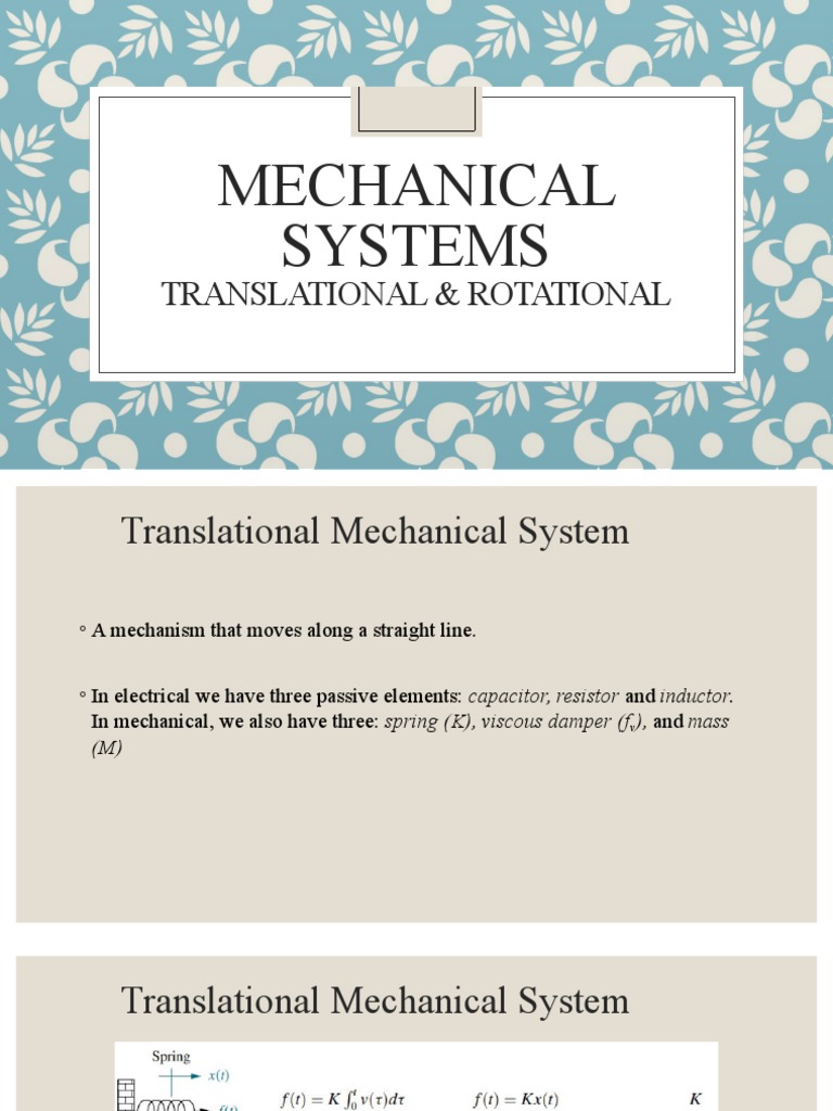 Translational Mechanical Systems Overview | PDF | Science & Mathematics