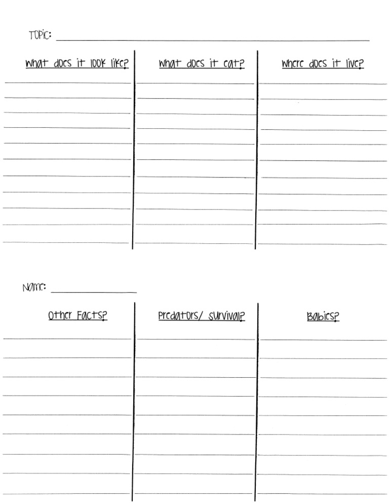 Non Fiction Graphic Organizer PDF