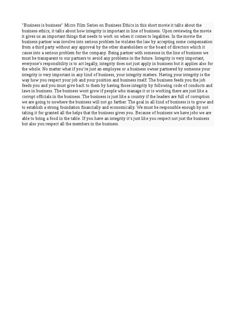 Business Ethics and Integrity Review | PDF
