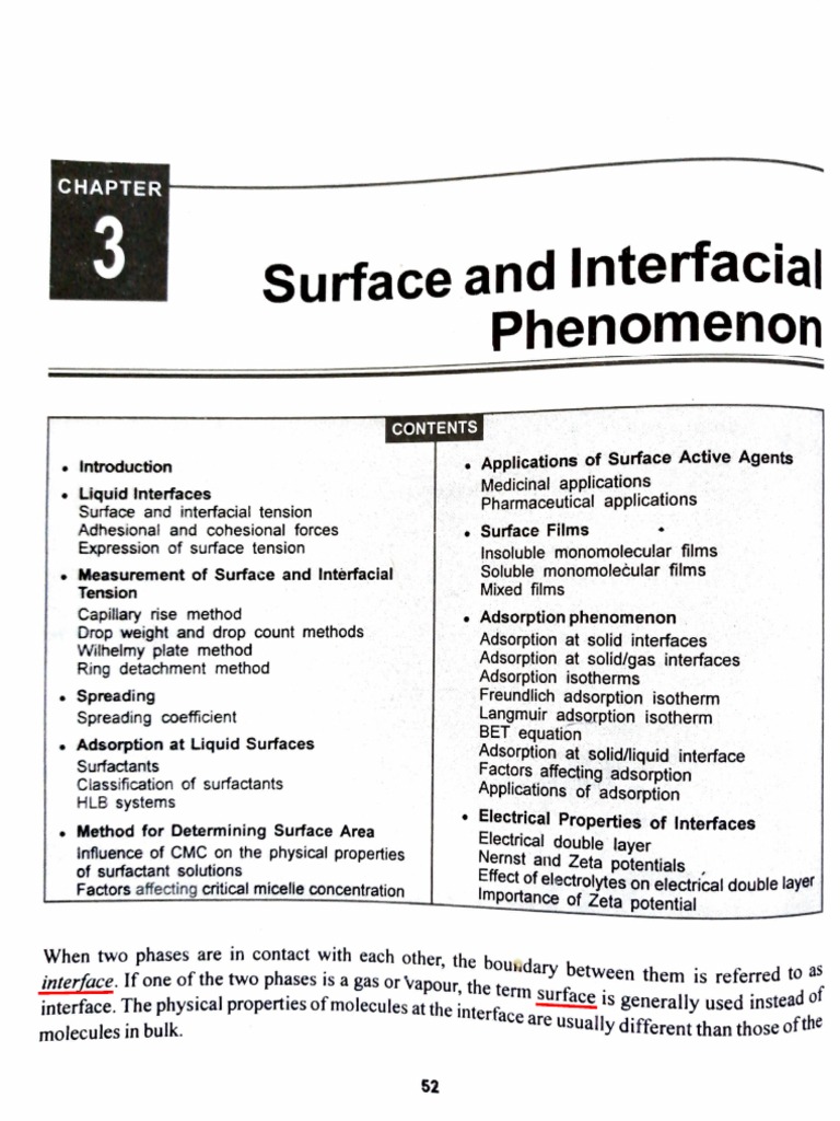 Surface and Interfacial Phenomena - SPA | PDF