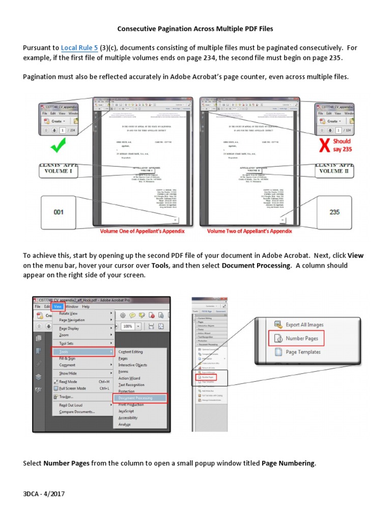 Local rule 5 consecutive pagination across multiple pdf files pdf