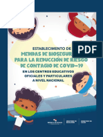 Establecimiento de Medidas de Reducción de Riesgo de Contagio COVID-19 en Centros Educativos