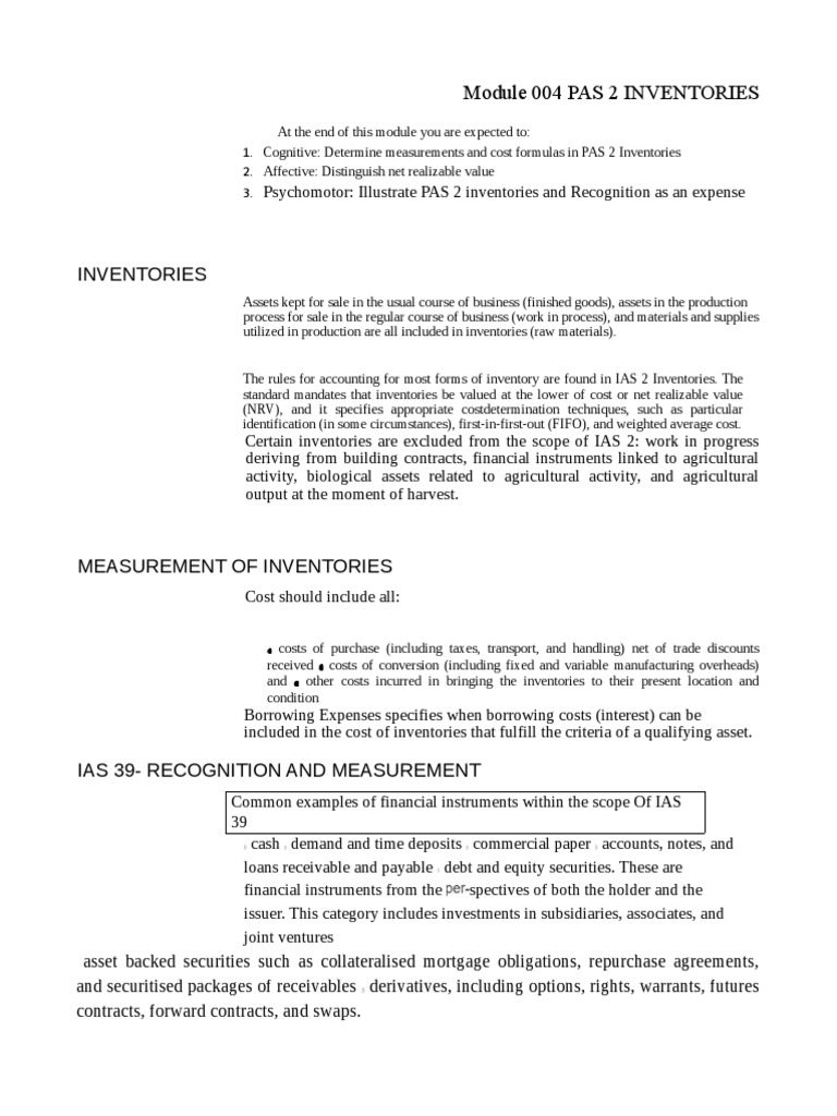 Understanding PAS 2 Inventories Basics | PDF | Inventory | Derivative ...