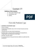 Outlines of The Lecture:: First Order Predicate Logic Introduction and Syntax