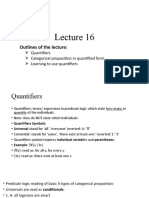 Outlines of The Lecture:: Quantifiers Categorical Proposition in Quantified Form Learning To Use Quantifiers
