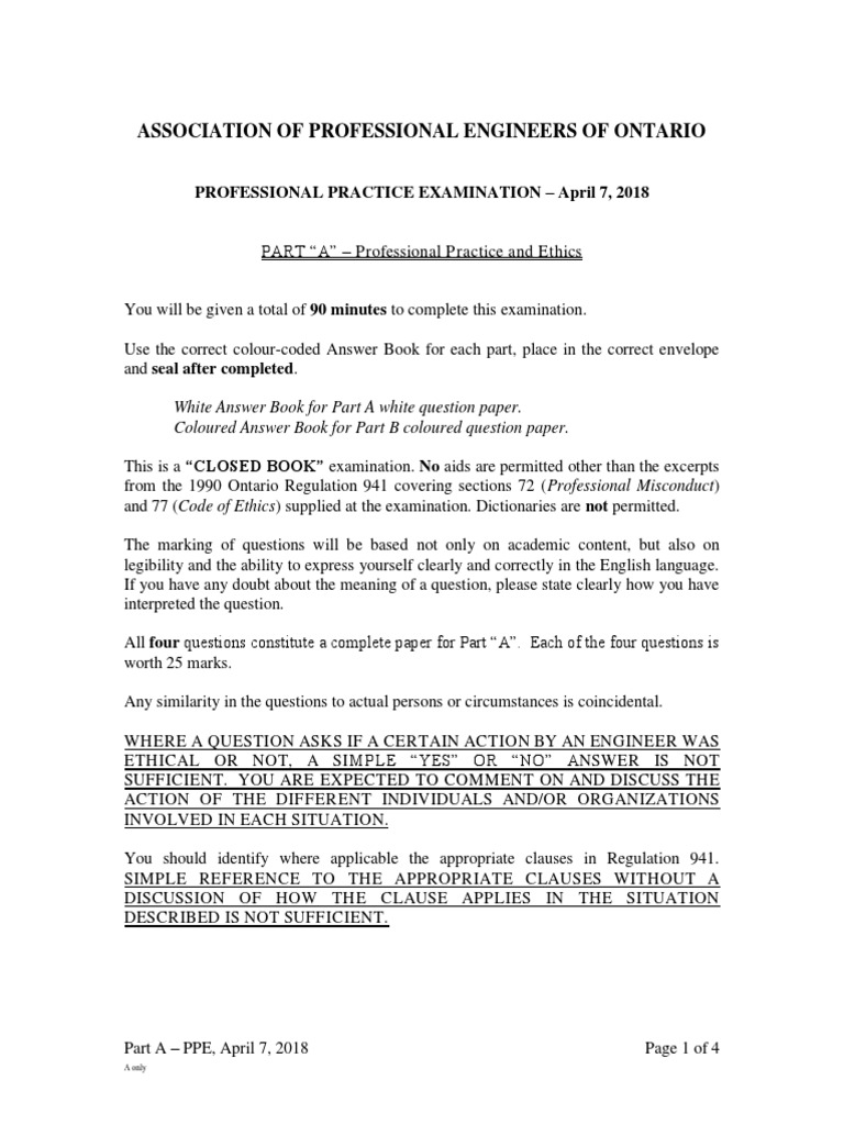 Association of professional engineers of ontario professional practice